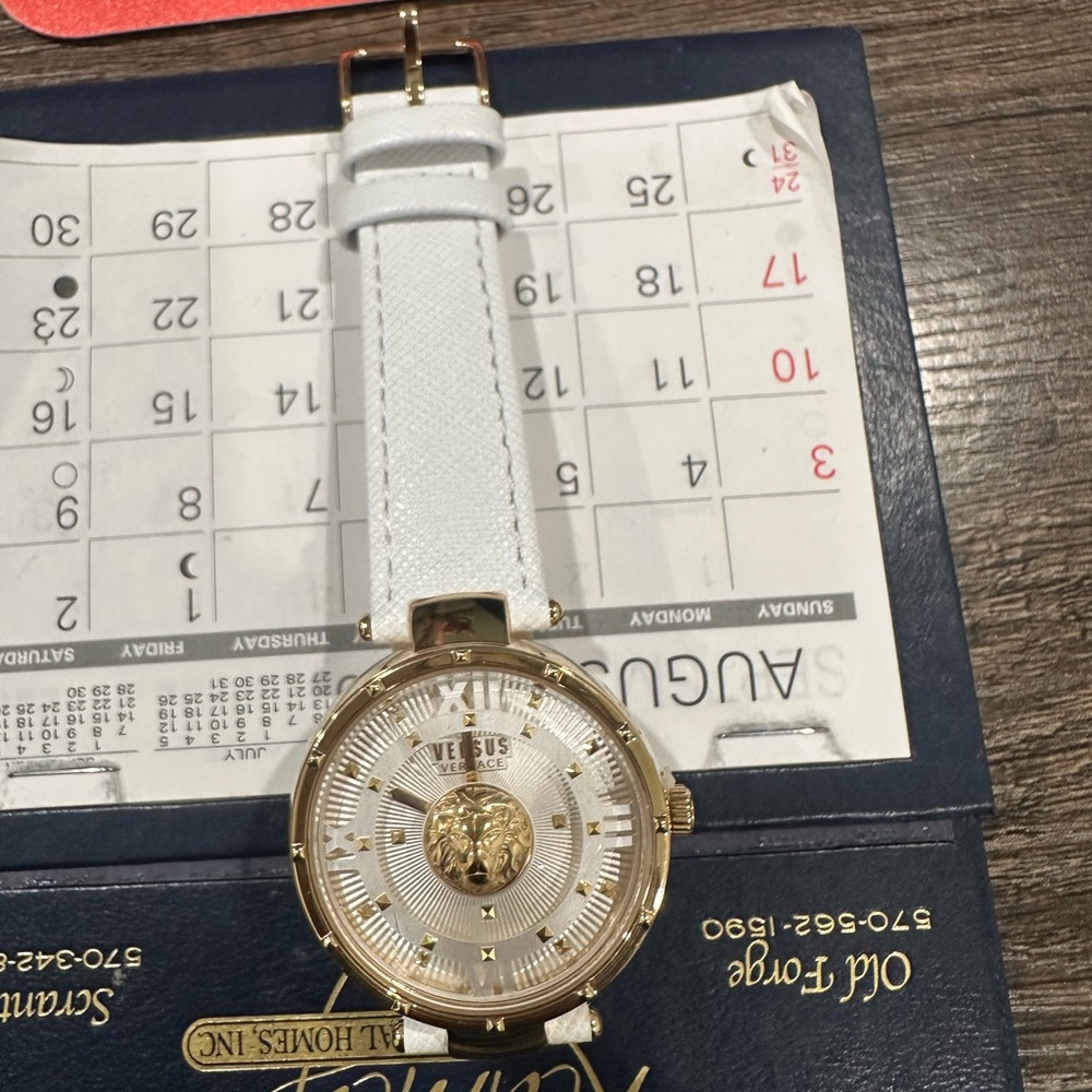 Versus White and Gold Lion Watch